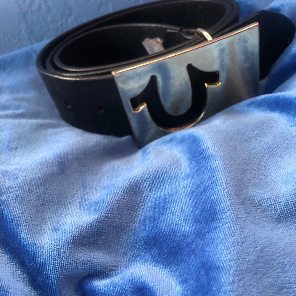 Men’s true religion belt (black-metallic gold)